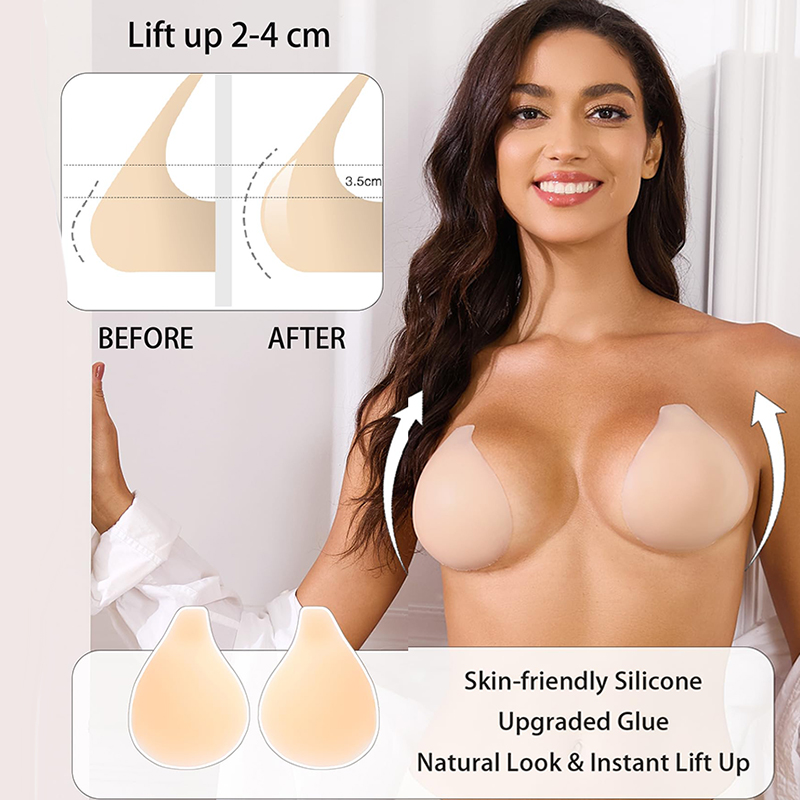 Backless Bra Sticky - 1/2 Pairs Women Sticky Bra Push