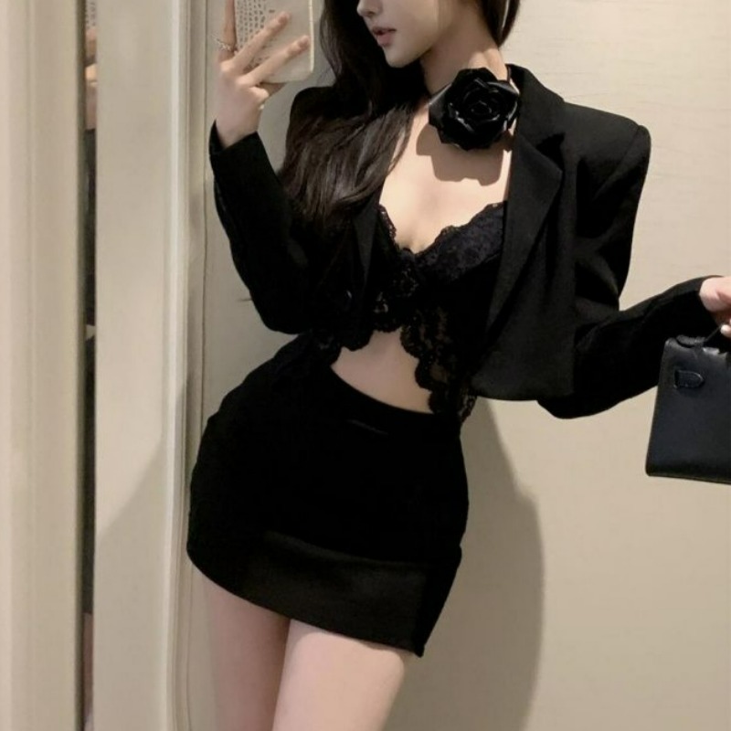 Black Spring Blazer Lace Brale - Lace Bralette Set recension och pris