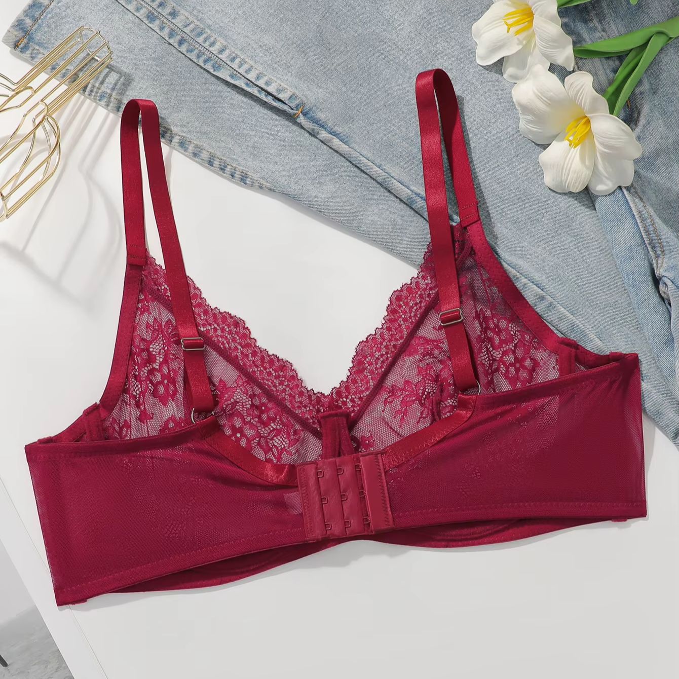 Women Plus Size Red Lace Sheer - Sheer Bra Lace recension och pris