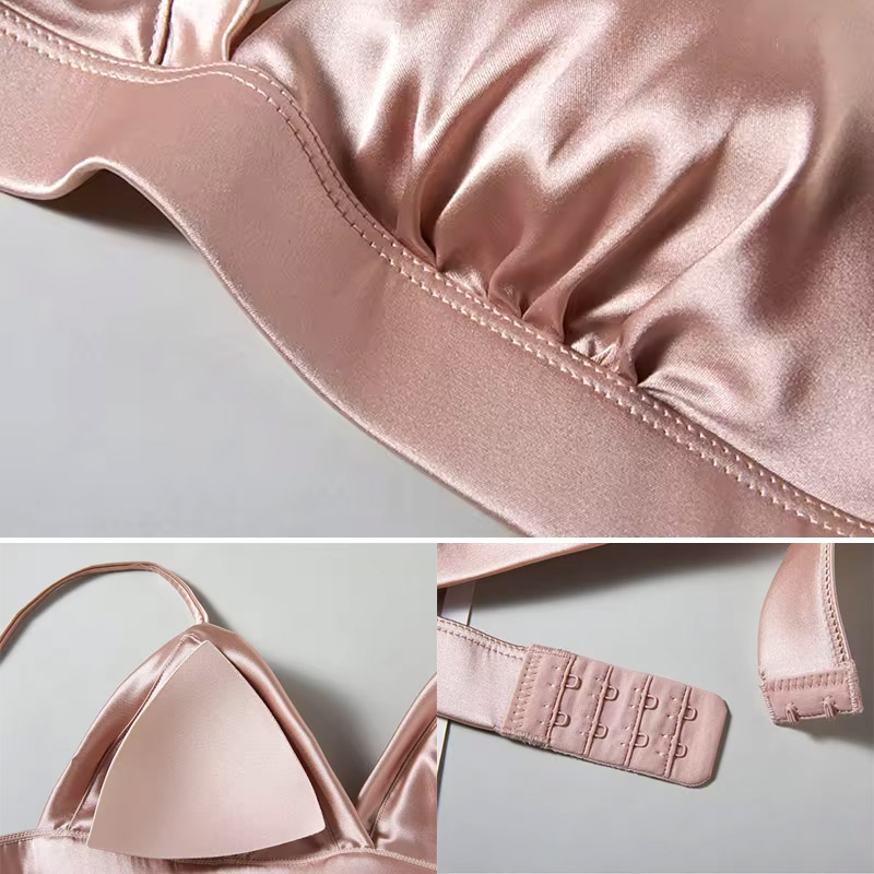 Luxury Real Silk Satin Wireles - Sleep Bra Bralette recension och pris
